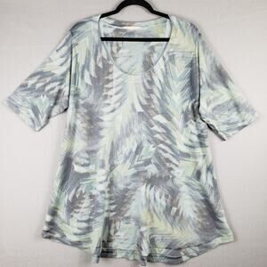 Soft Surroundings XL Short Sleeve Tunic Blue Fleece Southwestern‎ Tribal Print